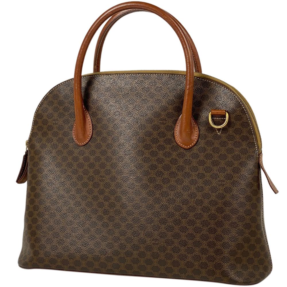 Celine Macadam Pattern Handbag Coted Canvas Brown - image 1